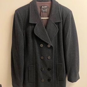 Women's Excellent Condition Vintage 90's Heather Grey Mostly Wool Pea Coat S 12